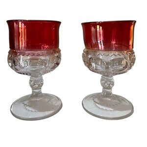 Ruby Red Crystal Cordial Goblets - Set of 2